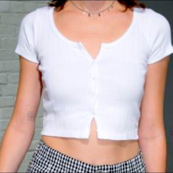 Brandy Melville Tops Brandy Melville White Zelly Button Up Crop Top Poshmark